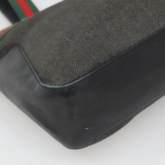 GUCCI Web Sherry Line Tote Bag Canvas Red Gray Green - Picture 11 of 16